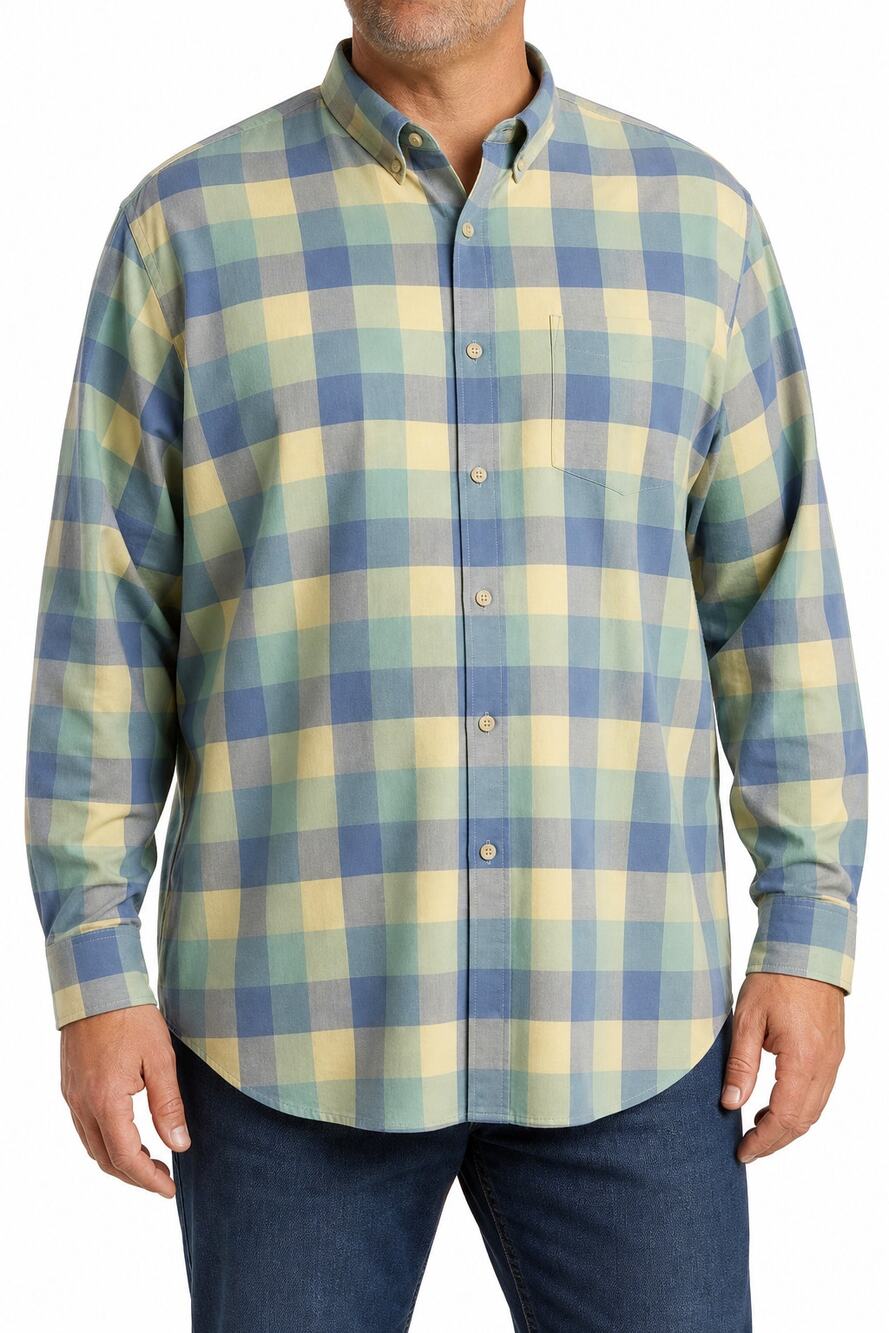 UNTUCKit Fit by DXL Mens 100% Cotton Plaid Button Down Long Sleeve Shirt 4XLT